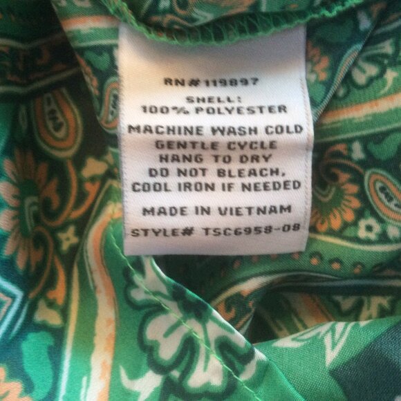 Eclair NWT Green Satin Paisley Front Tie Crop Western Silky Cowgirl Top Size Med - Picture 4 of 4